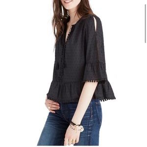 madewell peek-a-boo pom pom top.